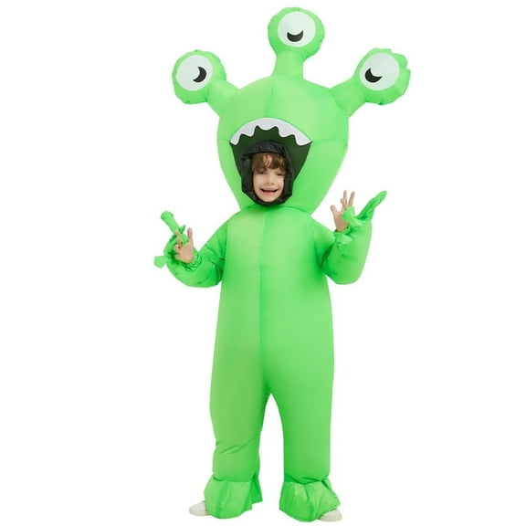 COMIN 55 inch Halloween Inflatable Alien Costume Kids Cosplay Costumes Funny Ride on Blow Up Costumes Alien Suit for Teens