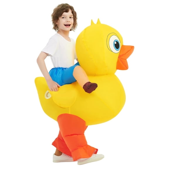 COMIN 55 inch Inflatable Yellow Duck Costume Cute Blow up Funny Party Halloween Costume for Kids