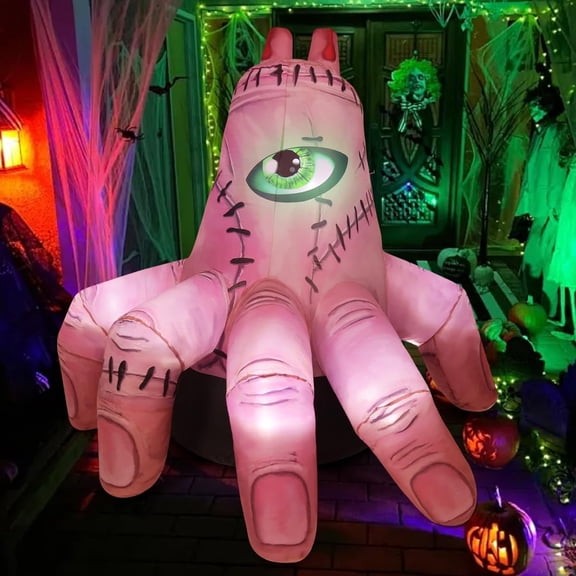 COMIN 6 FT Halloween Inflatables Hand Outdoor Decorations Scary Blow up Hand with Built-in LEDs for Indoor Party Garden Lawn Yard Decor