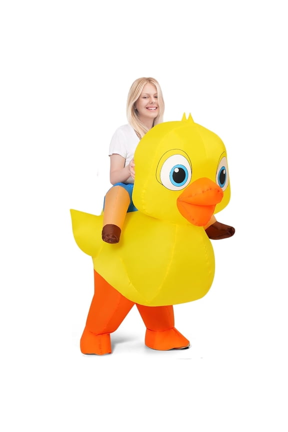 COMIN 63 inch Inflatable Duck Costume Adult Halloween Blow up Funny Party Halloween Costume for Men Women