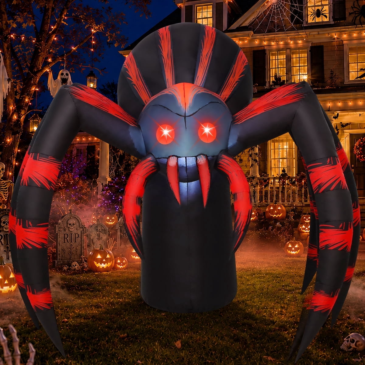 COMIN 7 FT Halloween Inflatable Spider Blow up Spider Outdoor Halloween ...