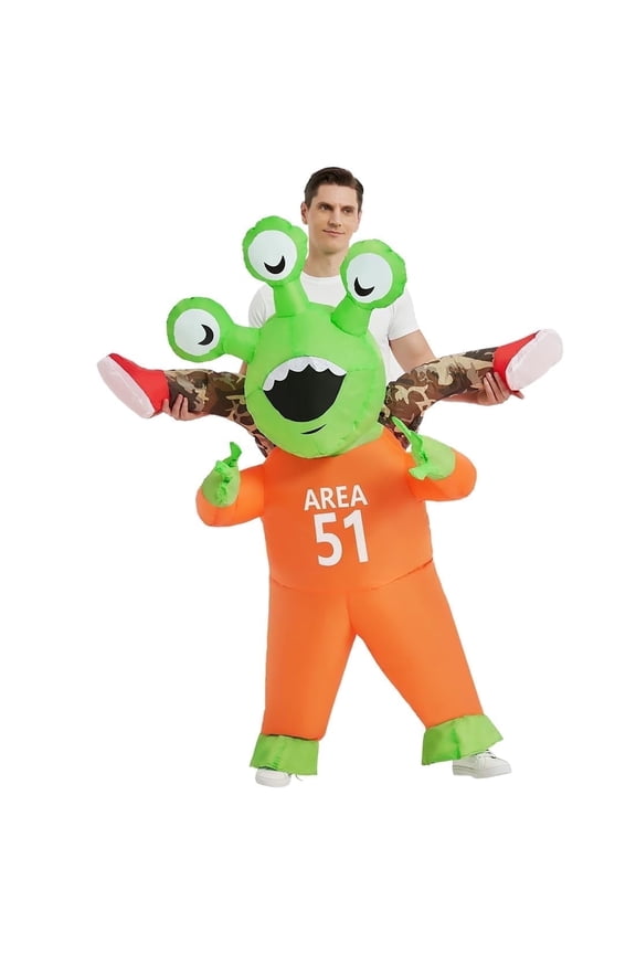 COMIN Halloween Inflatable Alien Costume Adults Cosplay Costumes Funny Ride on Blow Up Costumes Alien Suit for Men Women