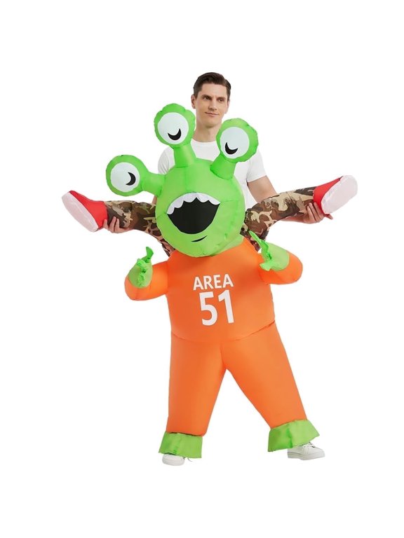 COMIN Halloween Inflatable Alien Costume Adults Cosplay Costumes Funny Ride on Blow Up Costumes Alien Suit for Men Women