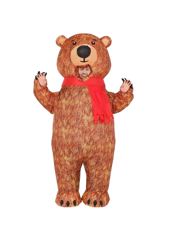 COMIN 72 inch Inflatable Bear Costume for Adults Simulated Skin Men Women Unisex Adult Inflatable Costumes Full Body Blow up Halloween Animal Costume for Halloween Party Cosplay