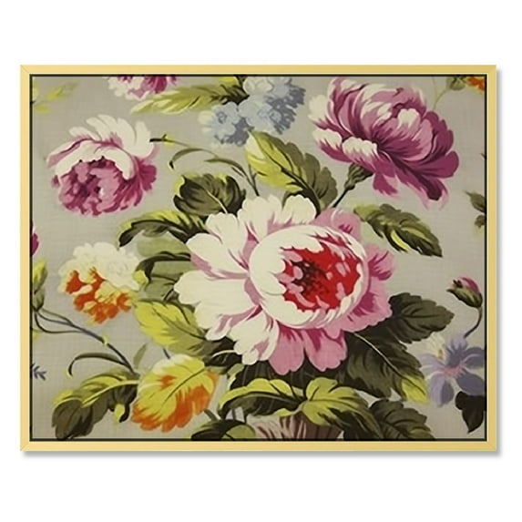 COMIO 16x12in / 20x16in Print On Canvas Rose Bouquet Floral Shabby Leaf Chic Day Forget Vintage Retro Roses 20x16in