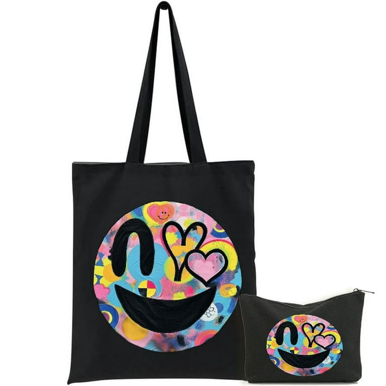 COMIO Pcs Canvas Tote Bags Cute Aesthetic Tote Bags with Zipper
