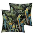 thumbnail image 1 of COMIO 2-Piece Short Plush Pillowcase Set, Zipper Closure, Watercolor Parrots Tropical Leaves Design, Home Decoration White, 1 of 6