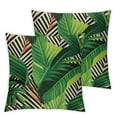 thumbnail image 1 of COMIO  2Pack Tropical Green Leaves Throw Pillow Cover with Geometric Background Home Decorative Square Cushion Covers Home Decor Palm Pillowcase, 1 of 6
