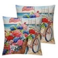 thumbnail image 1 of COMIO  4th of July Blue Bicycle Flower Pillow Covers Summer Ocean Beach Bike with Stars and Stripes American Flags Throw Pillow Cases Independence Day Farmhouse Outdoor Decoration 2pc, 1 of 6