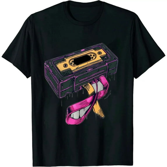 COMIO 80s Cassette Tape Pencil 1980s Retro Vintage Throwback Music Short Sleeve T-Shirt