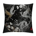 thumbnail image 1 of COMIO A Pair of Dancing Cranes Throw Pillow Cover Asian Animal Bird Branch Nature Plant Black Home Decor Pillowcase Cushion Cover, 1 of 5