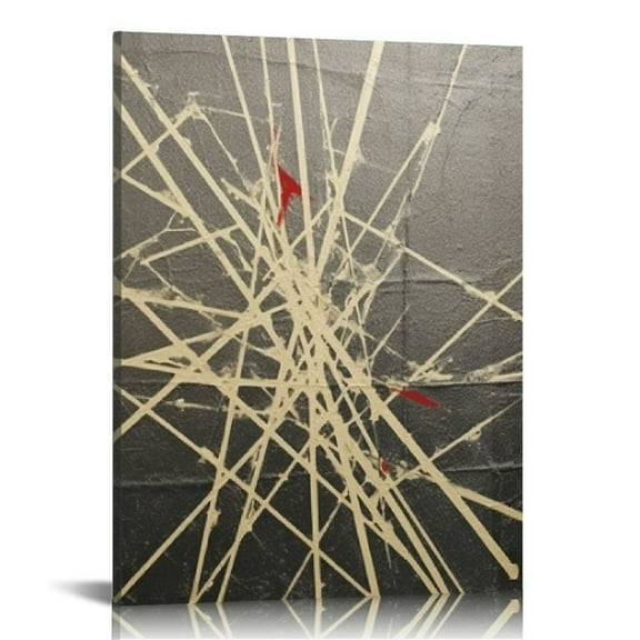 COMIO Abstract Black and Gold Wall Art Gold Foil Canvas Painting Black White and Gold Pictures Circle Shaped Canvas Wall Art Line Abstract Art Wall Decor Abstract Modern Art Prints