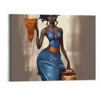 COMIO Abstract Black Woman Wall Art Painting Artwork African American Tribal Dancing Girl Vintage Picture Poster on Canvas Wall Decor for Bedroom Modern Home 16x20