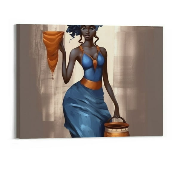 COMIO Abstract Black Woman Wall Art Painting Artwork African American Tribal Dancing Girl Vintage Picture Poster on Canvas Wall Decor for Bedroom Modern Home 16x20