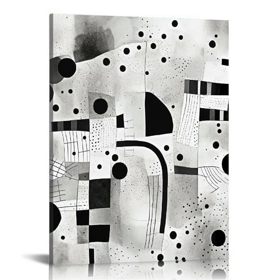 COMIO Abstract Boho Black Flowers Plant Wall Art Botanical Bohemian Neutral Floral Artwork Black and White Prints for Wall Decor Aesthetic Framed Canvas Picture Painting,