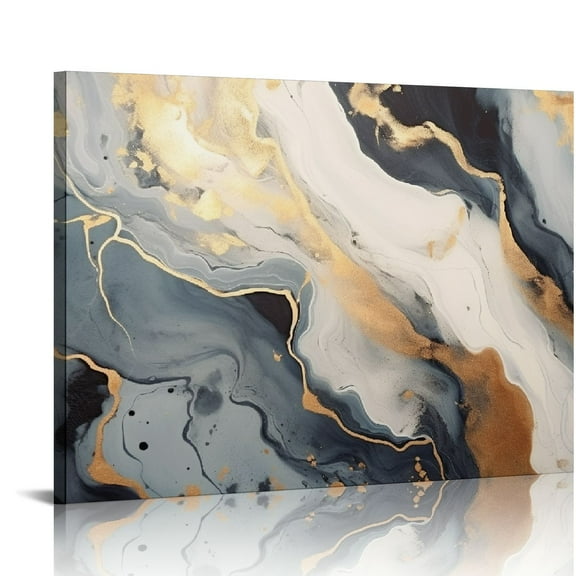 COMIO Abstract Canvas Wall Art Framed ,Gray Rose Gold and Pink Wall Art Abstract Marble Texture Paintings Print on Canvas Modern Picture Artwork for Living Room Bedroom Office Home Decor