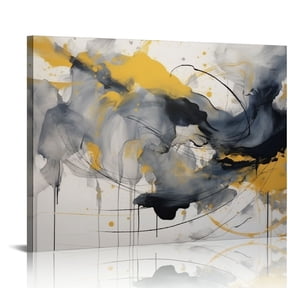 COMIO Abstract Canvas Wall Art Pictures for Living Room Black and Grey Marble Texture Pattern Canvas Print for Bedroom Modern Minimalist Wall Art Painting for Bathroom Home Office Decoration