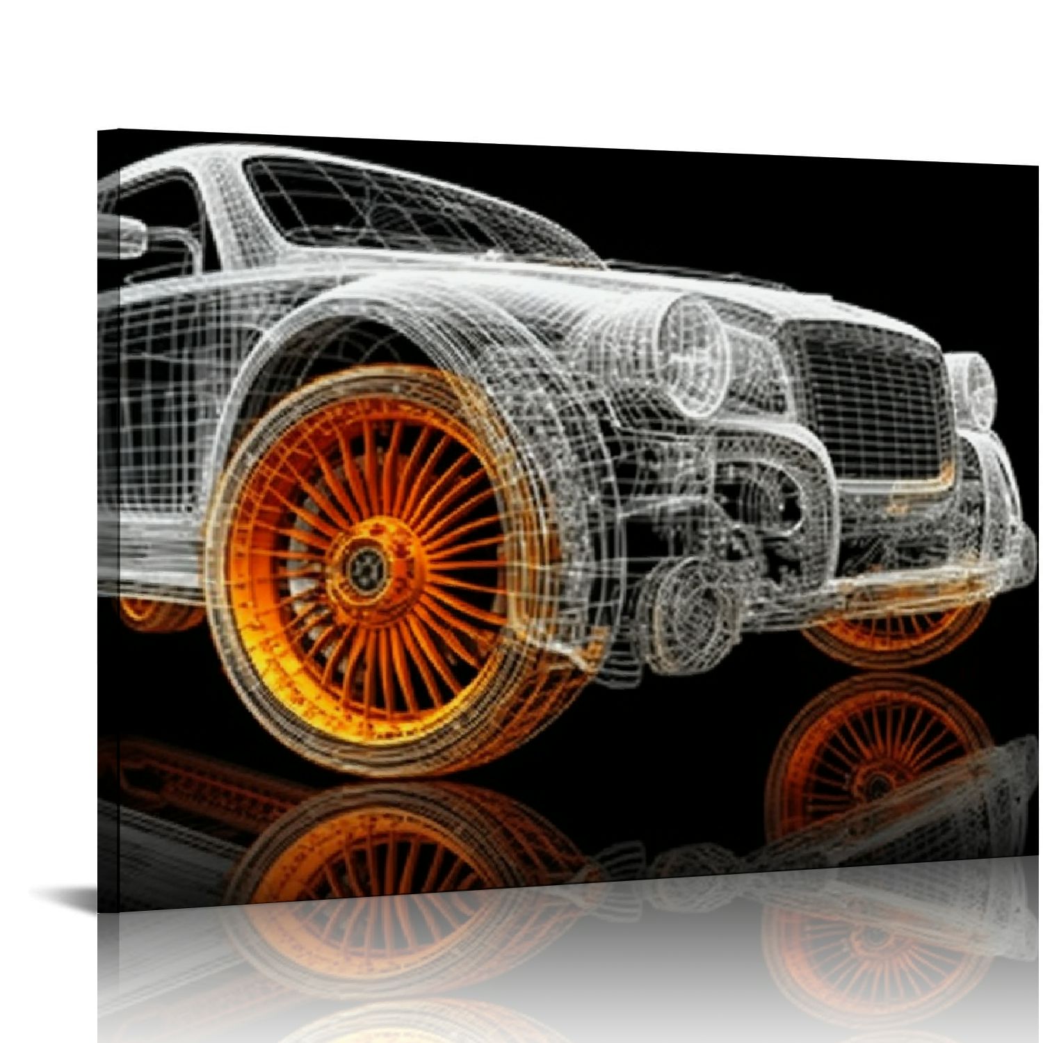 COMIO Abstract Car Canvas Wall Art Colorful Cars Model Design On Black
