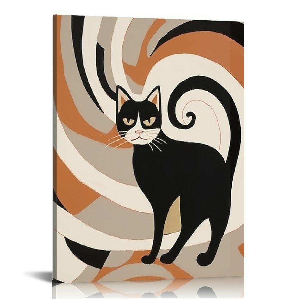 COMIO Abstract Cat Wall Art Prints,MidCentury Modern Cats Wall Decor