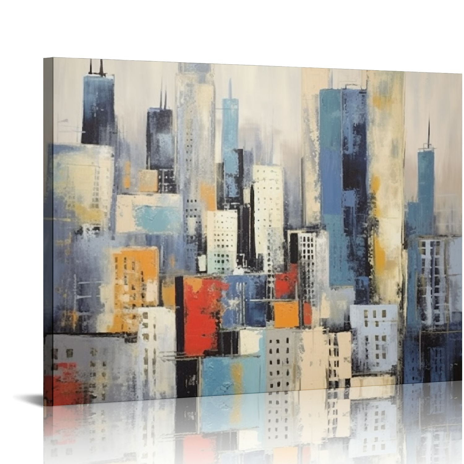 COMIO Abstract Cityscape Canvas Wall Art Large Framed New York City