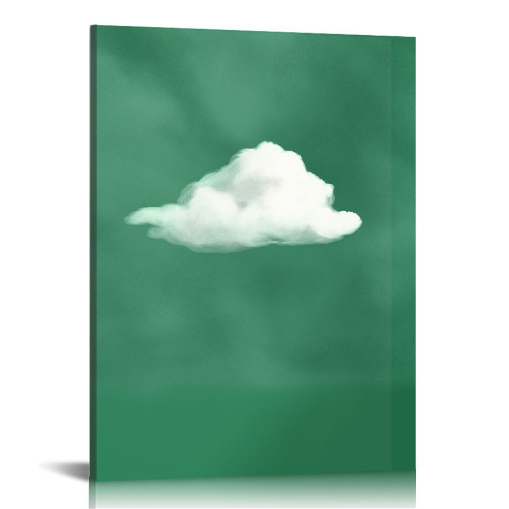 COMIO Abstract Cloud Canvas Wall Art Abstract Dark Green White Clouds