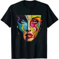 thumbnail image 1 of COMIO Abstract Colorful Woman Art Face T-Shirt, 1 of 3