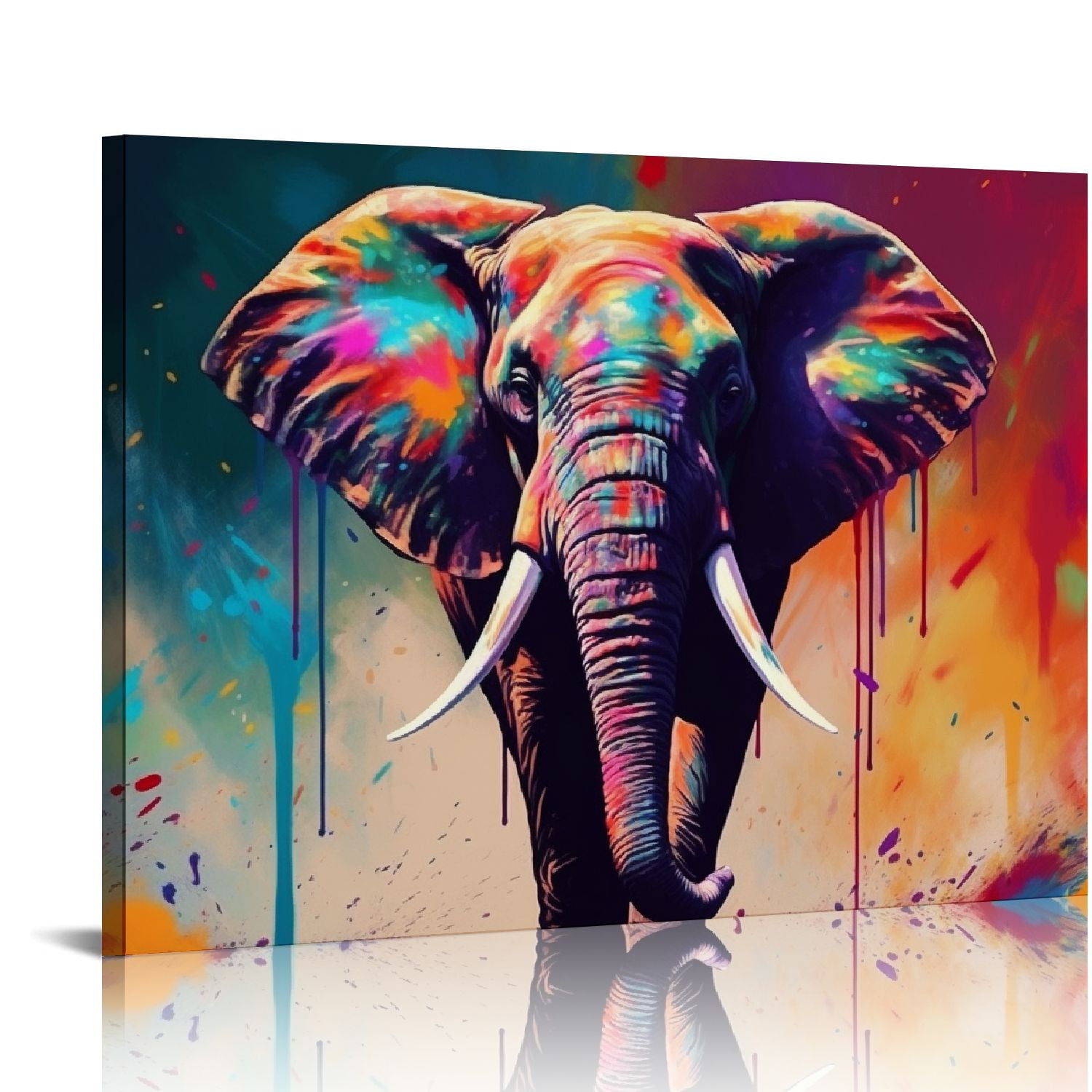 COMIO Abstract Elephant Canvas Wall Art Modern Minimalist Colorful ...