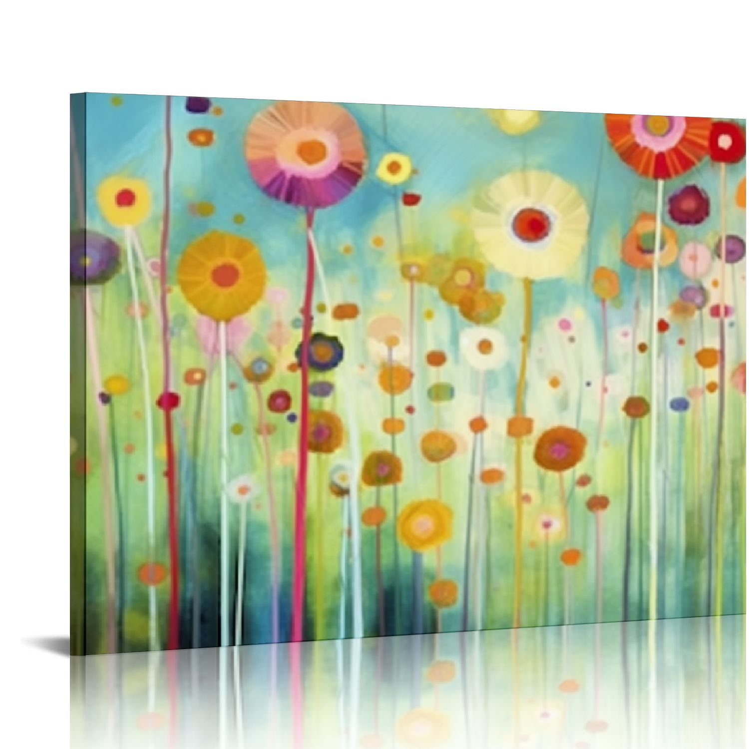 COMIO Abstract Floral Canvas Wall Art, Colorful Flowers Artwork ...