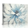 thumbnail image 1 of COMIO  Abstract Flower Canvas Wall Art: Elegant White Modern Floral Painting Contemporary Blue Silver Peony Picture Gray Nature Botanical Prints Gallery Artwork for Bedroom, 1 of 4
