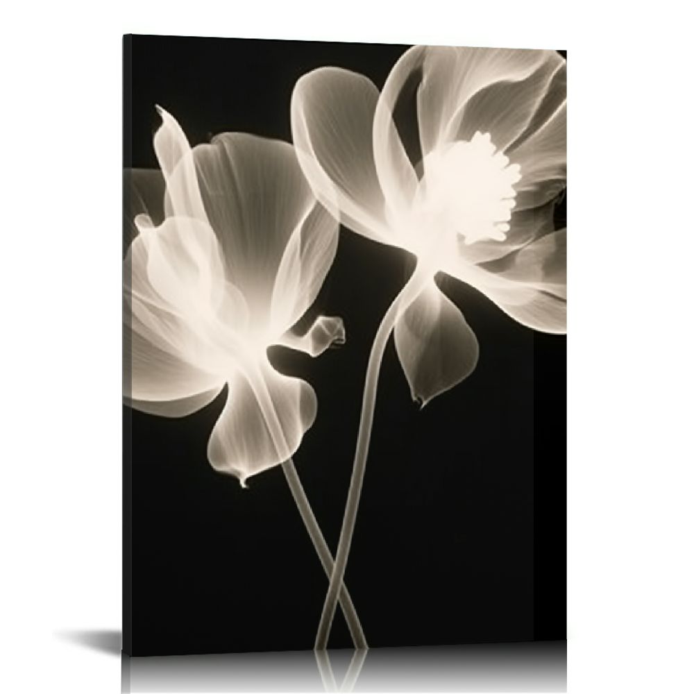 COMIO Abstract Flower Wall Art Black and White Golden Picture Floral ...