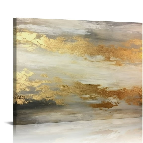 COMIO Abstract Gold Foil Extra Large Size Wall Art Decoration Oil Painting Living Room Bedroom Restaurant Light Luxury Mural  With Golden Frame