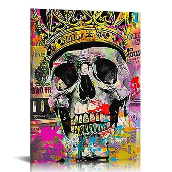 COMIO Abstract Graffiti Canvas Wall Art Street Graffiti Canvas Wall Art,Graffiti Skull Art Painting Poster, Colorful Graffiti Street Wall Art for Man Room Decor