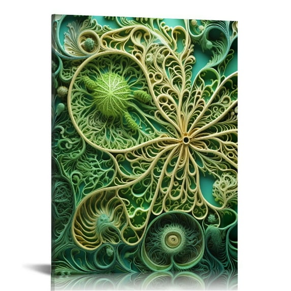 COMIO Abstract Green Wall Art Mid Century Texture Wall Decor Posters Pictures Modern Minimalist Sage Green Ginkgo Leaf Canvas Paintings Prints for Bedroom Living Room Decoration