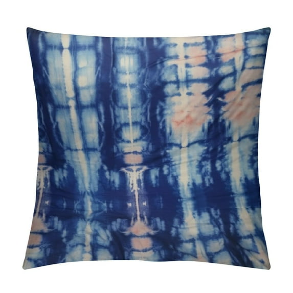 COMIO Abstract Indigo Art Navy Blue Decorative Throw Pillow Cover, Navy Indigo Blue Shibori Abstract Tie Dye Striped Cushion Case for Sofa Bedroom Throw Pillow Case.