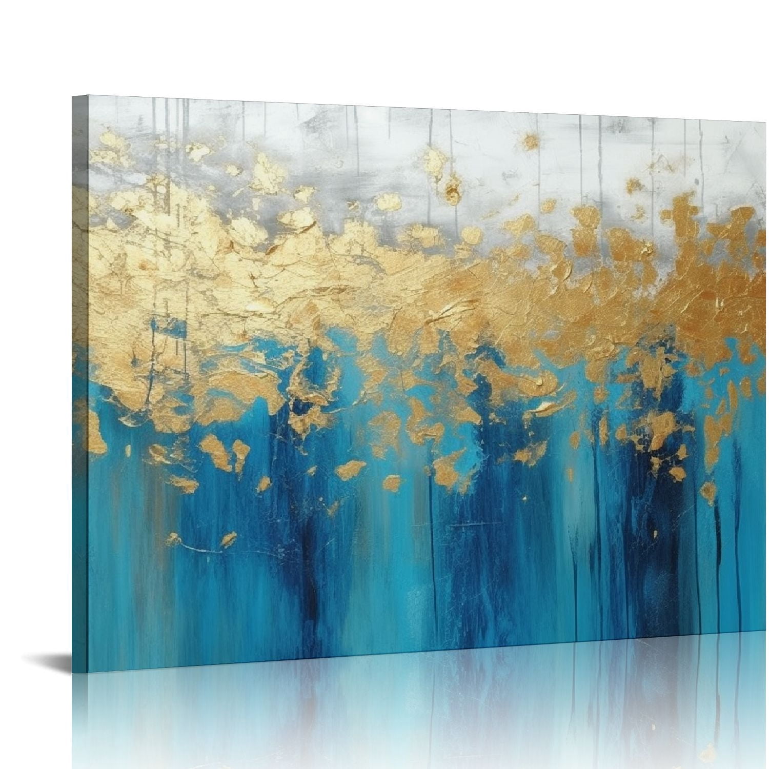COMIO Abstract Modern Wall Art Painting: Gray and Navy Blue Canvas ...