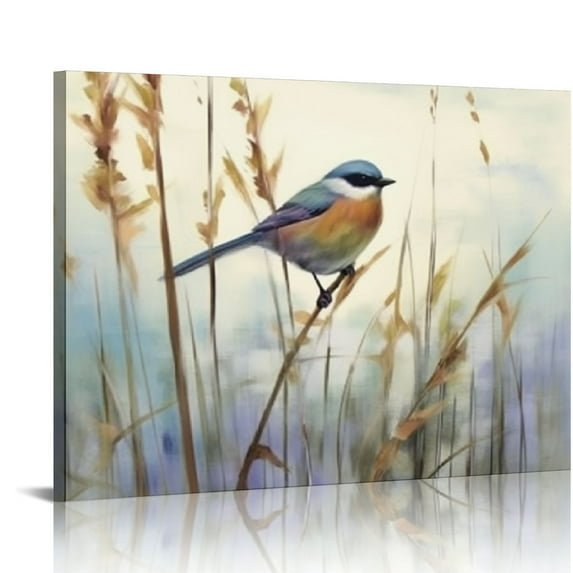 COMIO Abstract Picture Bird Wall Art: Animal Birds on Reed Watercolor Artwork Prints on Canvas for Bedroom