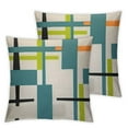 thumbnail image 1 of YANMS Abstract Teal Blue Green Grey Geometric 2-Piece Short Plush Pillowcase White, 1 of 6
