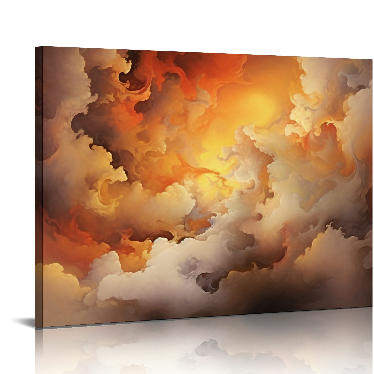 COMIO Abstract Wall Art Framed Orange White Canvas Home Artwor Decor ...