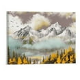 thumbnail image 1 of COMIO Abstract Wall Art Golden Mountain Canvas Pictures Nature Landscape Wall Decor for Living Room Bedroom Bathroom Snow Misty Mountain Tree Birds Print Painting Modern Artwork - 20x16 Inch, 1 of 3