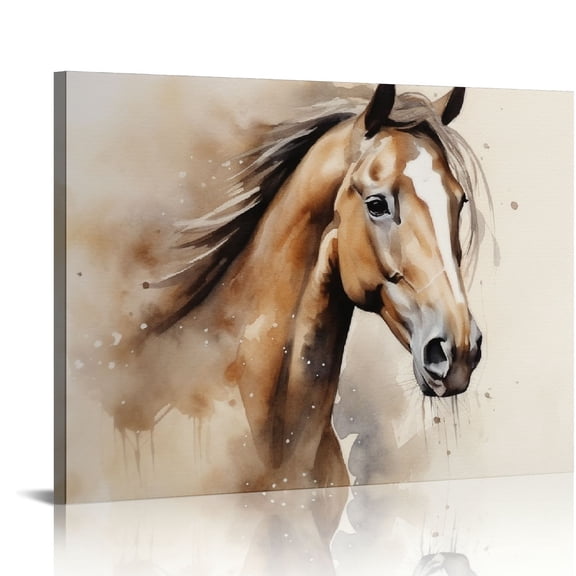 COMIO Abstract Wall Art, Horse Canvas Pictures, Watercolor Painting Prints, Modern Abstract Animal, Vintage Canvas Artwork, Rustic Contemporary Wall Art