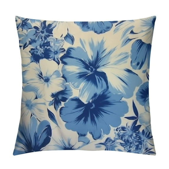 QZHH Abstract Watercolor Indigo Flowers Floral Blossom Cottagecore Throw Pillow Covers Decorate Home Living Room Girls Room,Spring Summer Cottagecore Pillowcase