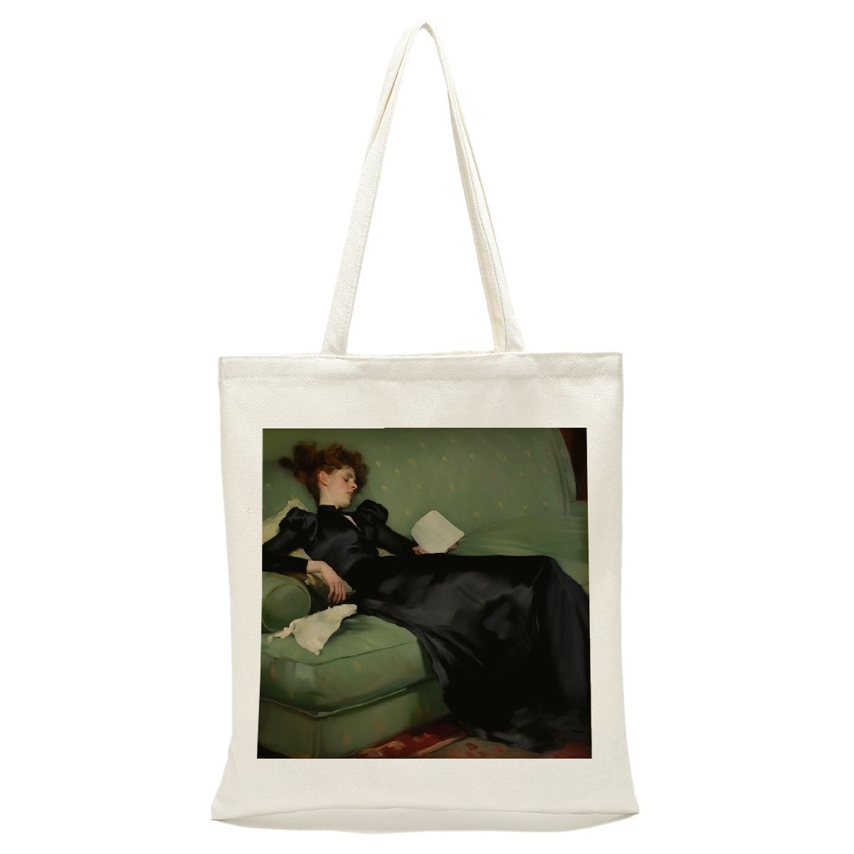 Heavy Duty Canvas Tote Bag - 13x4.7x15 Inches With 3 Inner Pockets, Cute Dog Design, Unbleached Cotton