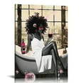 thumbnail image 1 of COMIO African American Wall Art Bathroom Decor Black Girl In Bathtub Canvas Wall Art Poster Prints Modern Pink Wall Decor Fashion Black Women Pictures Framed Artwork For Bathroom, 1 of 4