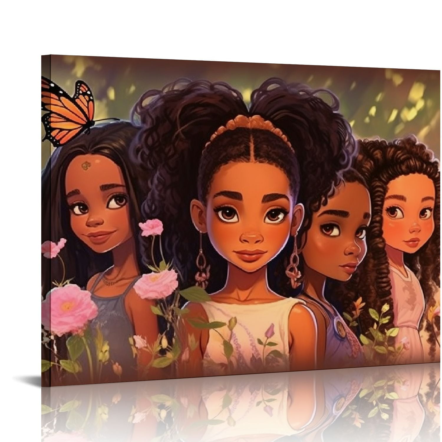 COMIO African American Wall Art Black Girl Canvas Wall Art Decor Gift ...