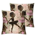 thumbnail image 1 of COMIO African American Woman Pillow Case ,Ployester Sofa Throw Pillow Cover ,Pink Background Beautiful Black Grils Cute Ballerina Girl Pattern Square Couch Pillow Protector Cushion &nbsp;2pc, 1 of 6