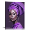 thumbnail image 1 of COMIO  African American Women Canvas Wall Art, Beauty Black Woman Purple Hair Canvas Art, Abstract Minimalist Painting Wall Decor for Living Room Bedroom Bathroom Home Decor Ready to Hanging, 1 of 4