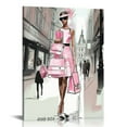 thumbnail image 1 of COMIO African American wall art, black art wall decoration, pink fashionable modern black African girl wall art decoration, black female girl bathroom bedroom living room wall decoration, 1 of 4