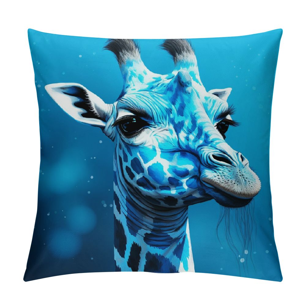 Set Of 4 Cartoon Animal Pillow Covers - Lion, Elephant, Giraffe Designs For Kids Room, Classroom, 18x18 Inches 2 thumbnail image