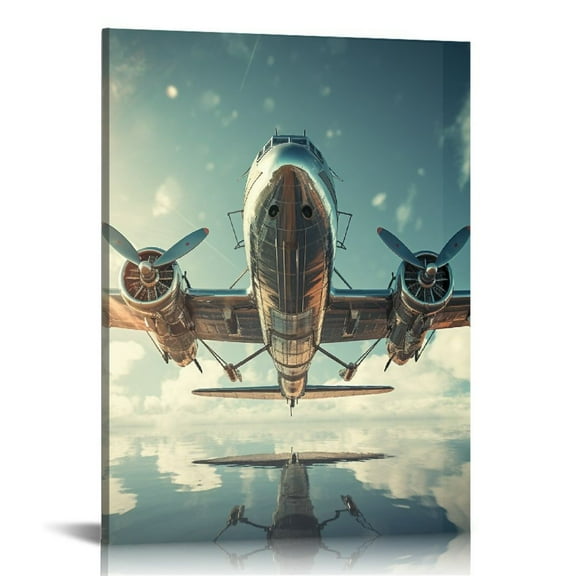 COMIO Airplane Propeller Wall Art for Living Room , Vintage Aviation Aircraft Canvas Wall Decor, Military Fighter Jet Engine Pictures Paintings Artwork for Boys Bedroom Office Home Decoration