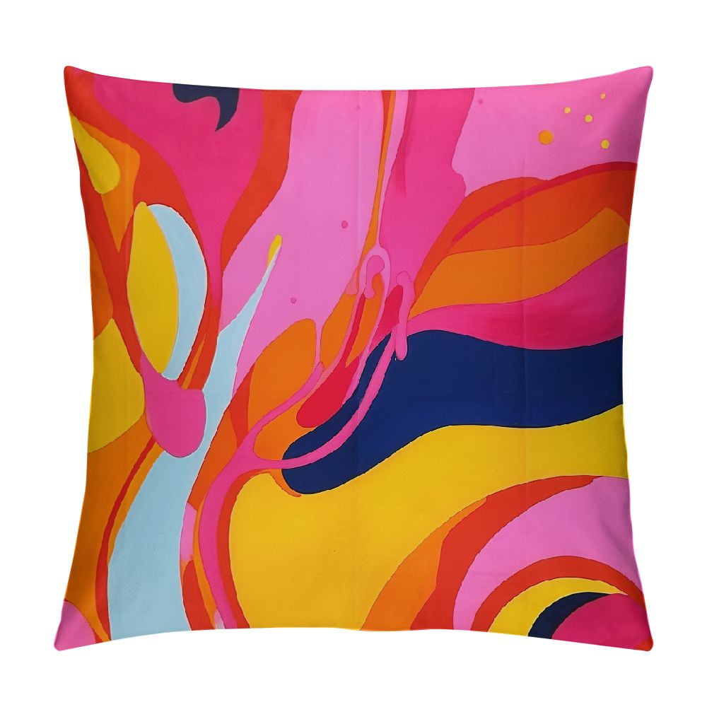 COMIO Akame Retro 70s Pink and Orange Swirls Throw Pillow Covers